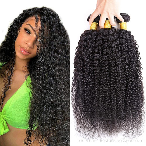 Virgin Brazilian Hair Organic Curl Hair Weave 3 Pieces Lot Organic Human Hair Bundles With Top Lace Closure
